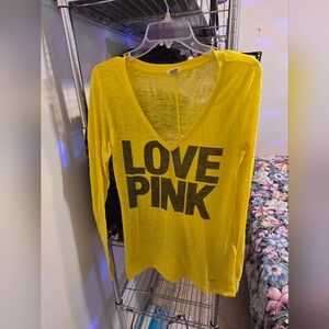 PINK Victoria's Secret Yellow Long Sleeve Women's Top